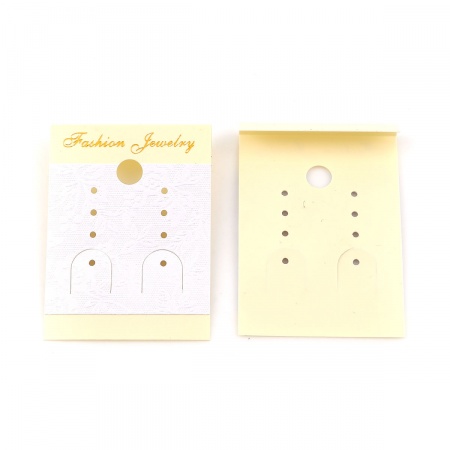 PVC Jewelry Earrings Display Card Rectangle White 50mm(2") x 37mm(1 4/8"), 50 Sheets