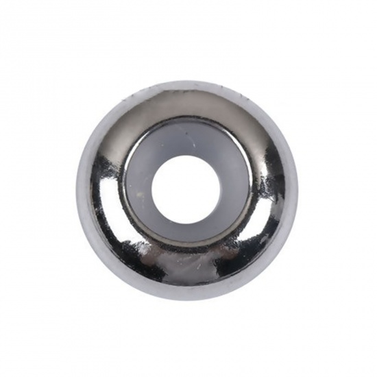 Picture of 304 Stainless Steel Crimp Beads (With Adjustable Silicone Core) Round Antique Silver Heart About 11mm( 3/8") Dia., Hole: Approx 3.3mm, 1 Piece