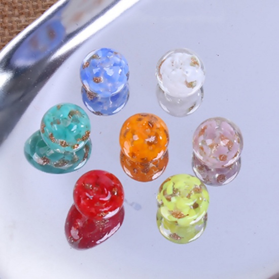 Picture of Lampwork Glass Japanese Style Beads Ball Orange Glitter About 12mm Dia, Hole: Approx 1.7mm, 3 PCs