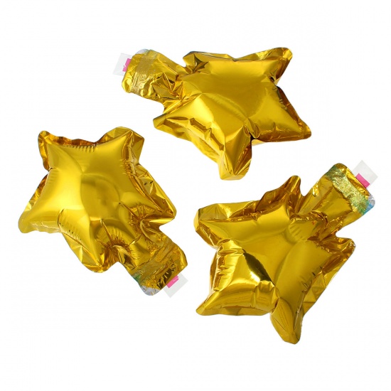 Imagen de Papel de aluminio GlobosDecoraciones de la fiesta Estrella Dorado 15cm x 12.3cm, 10 Unidades
