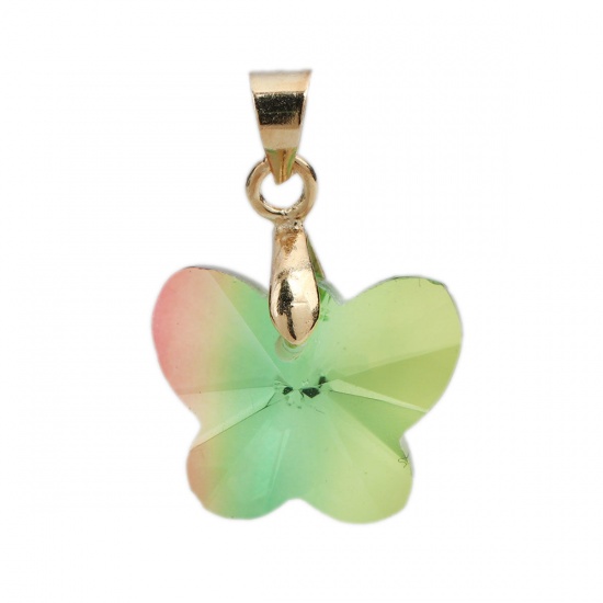 Picture of Glass Insect Charm Pendant Butterfly Animal Gold Plated Multicolor Faceted