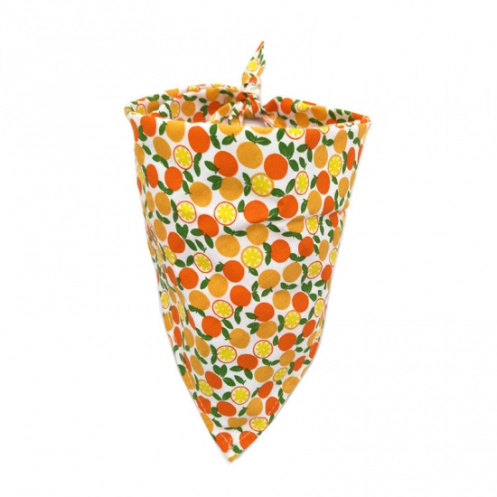 Immagine di Stoffa Fazzoletto Da Collo Per Animali Domestici Arancione Triangolo Ananas 62cm x 43cm, 1 Pz