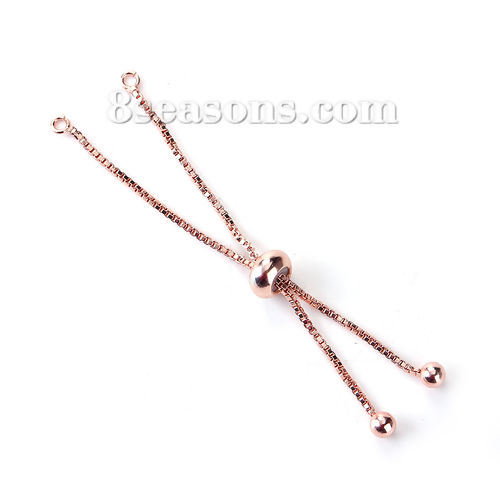 Image de Chaînes d'Extension Réglable Nœud Glissé pour Collier Bracelet en Laiton Or Rose Réglable 7cm long, 4 Pièces                                                                                                                                                  