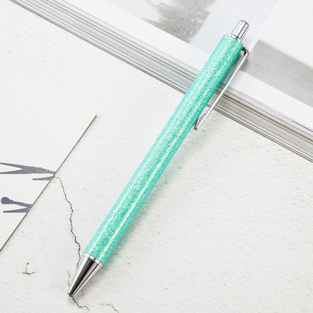 1mm Ball Point Pen Stationery Blue Glitter 14cm x 1cm, 1 Piece