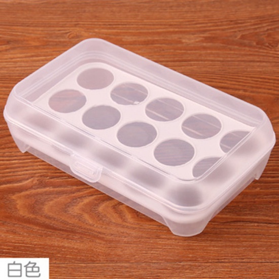 ABS キッチンツール 8グリッド冷蔵庫卵収納ボックス 長方形 ピンク 透明 20cm x 10cm、 1 個 の画像