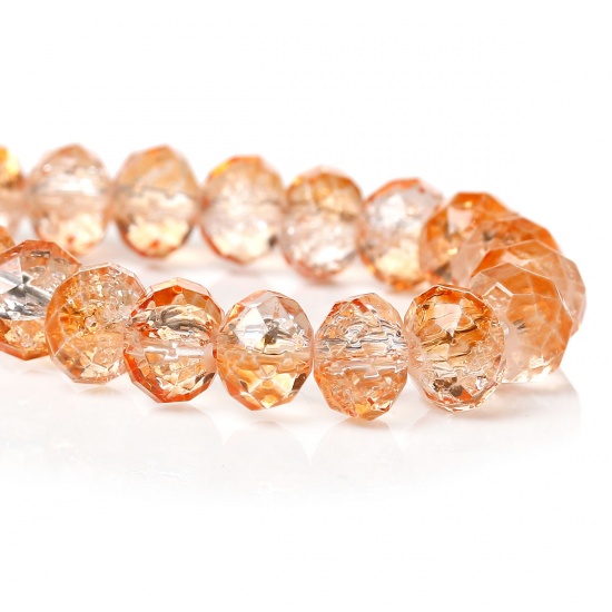 Picture of Crystal Glass Loose Beads Round Orange Faceted Crackle About 8mm Dia, Hole: Approx 1.5mm,42cm long, 2 Strands (Approx 72 PCs/Strand)