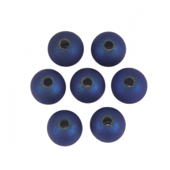 Изображение ABS Бусины Круглые, Темно-синий 6мм диаметр, Отверстие:примерно 1.4мм, 100 ШТ