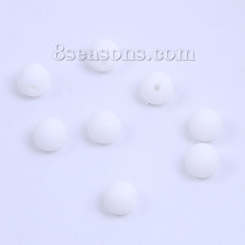 Picture of Silicone Chewable/ Teething Beads Ball Blue About 12mm Dia, Hole: Approx 2.5mm, 10 PCs