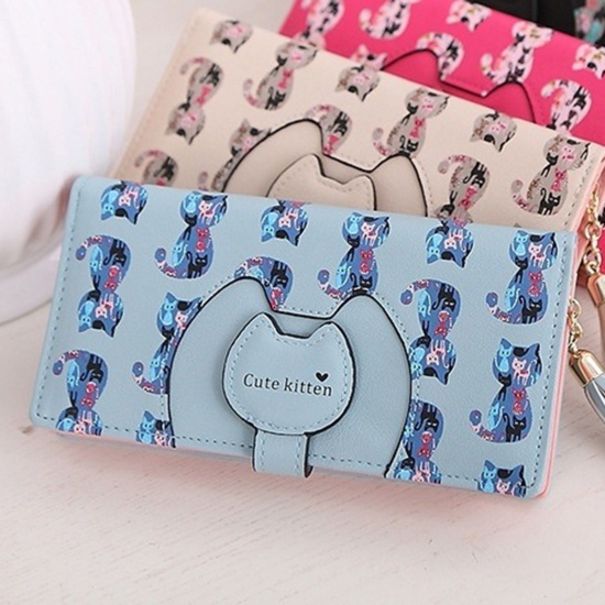 Picture of PU Leather Wallets For Women Girls Cartoon Cute Cat Coin Card Holder