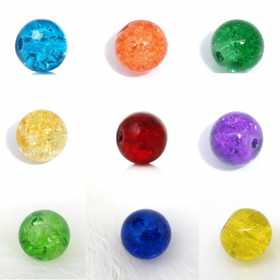 Picture of Glass Beads Round Multicolor Crack 200 PCs
