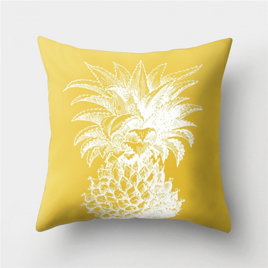 Picture of Peach Skin Fabric Printed Pillow Cases Yellow Square Home Textile 45cm x 45cm