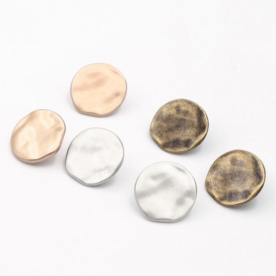 Picture of Zinc Based Alloy Metal Sewing Buttons Single Hole Round Antique Bronze 18mm( 6/8") Dia, 10 PCs