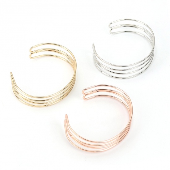 Picture of Iron Based Alloy Open Cuff Bangles Bracelets Arc KC Gold Plated 16.5cm(6 4/8") long, 2 PCs