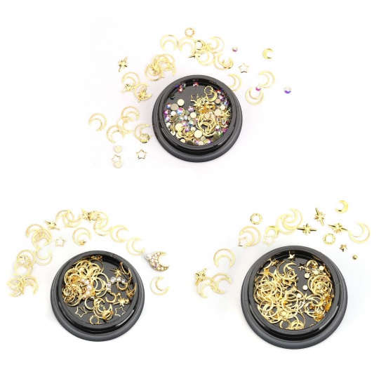 Picture of Zinc Metal Alloy & Rhinestone Resin Jewelry Craft Filling Material Round 