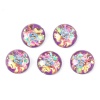 Picture of Acrylic Dome Seals Cabochon Round Blue Flower Pattern 10mm( 3/8") Dia, 200 PCs