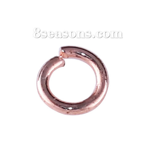 Picture of 0.7mm Zinc Based Alloy Open Jump Rings Findings Round Rose Gold 4mm Dia, 1000 PCs