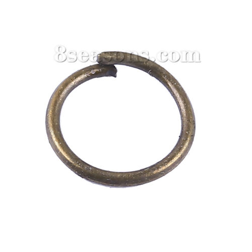 Picture of 0.7mm Zinc Based Alloy Open Jump Rings Findings Round Antique Bronze 7mm Dia, 3000 PCs