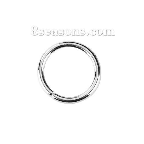 Picture of 0.7mm Zinc Based Alloy Open Jump Rings Findings Round Silver Tone 8mm Dia, 1000 PCs