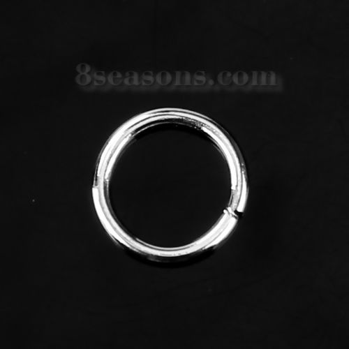 Picture of 0.7mm Zinc Based Alloy Open Jump Rings Findings Round Silver Plated 9mm Dia, 1000 PCs
