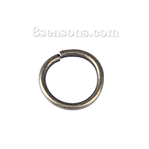 Picture of 1mm Zinc Based Alloy Open Jump Rings Findings Round Antique Bronze 8mm Dia, 1500 PCs