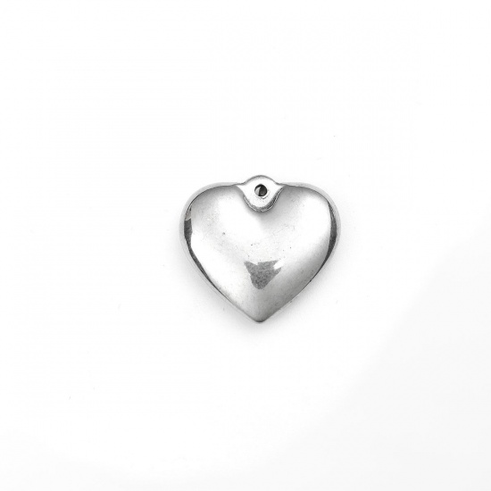 Picture of 304 Stainless Steel Charms Heart Silver Tone 20mm x 19mm, 1 Piece