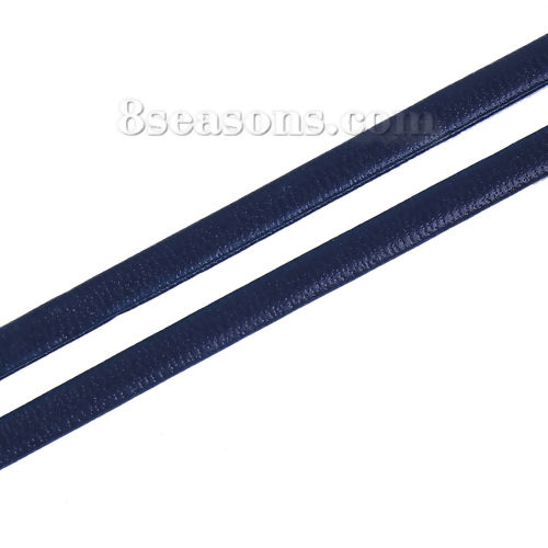 Picture of PU Leather Jewelry Cord Rope Ink Blue 5mm( 2/8"), 1 Roll (Approx 5 M/Roll)