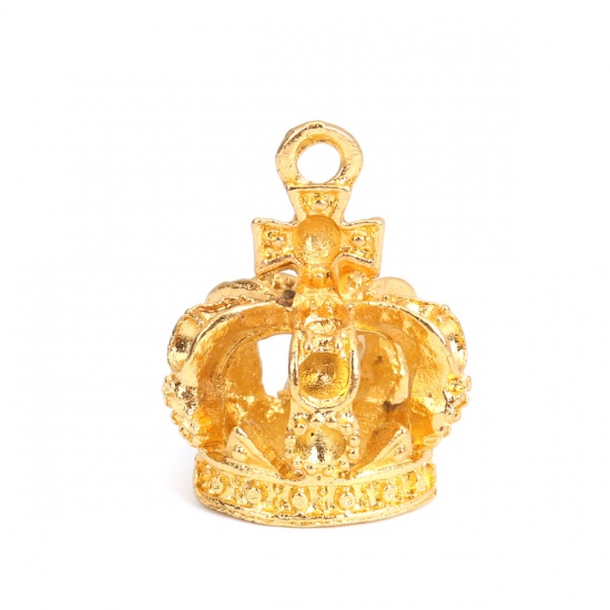 Picture of Zinc Based Alloy Charms Crown Gold Tone Antique Gold 23.6mm x 18.5mm, 10 PCs