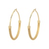 Picture of 304 Stainless Steel Hoop Earrings Gold Plated Round Hollow 6.4cm x 6.3cm, Post/ Wire Size: (17 gauge), 1 Pair