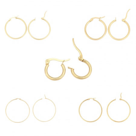 Stainless Steel Hoop Earrings Round 