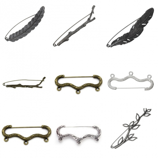 Picture of Zinc Based Alloy Safety Pin Brooches Findings Bow W/  Loop 