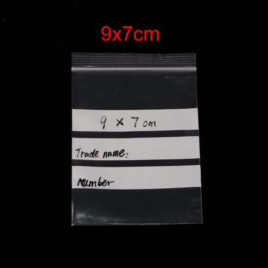 Picture of PVC Zip Lock Bags Rectangle Transparent Clear With Write-On Strips (Useable Space: 9x7cm) 10cm x7cm(3 7/8" x2 6/8"), 200 PCs