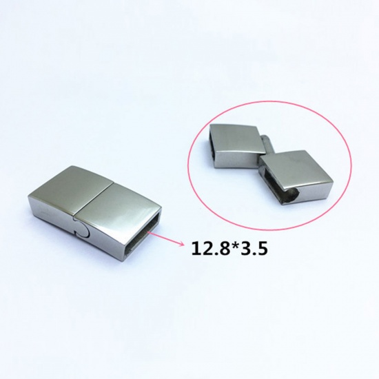 Immagine di 304 Acciaio Inossidabile Colata Chiusura Magnetica Rettangolo Tono Argento 27mm x 15mm, 1 Pz