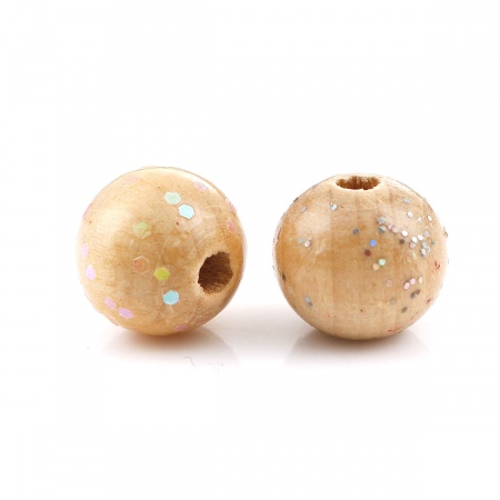 Wood Spacer Beads Round Natural Glitter About  