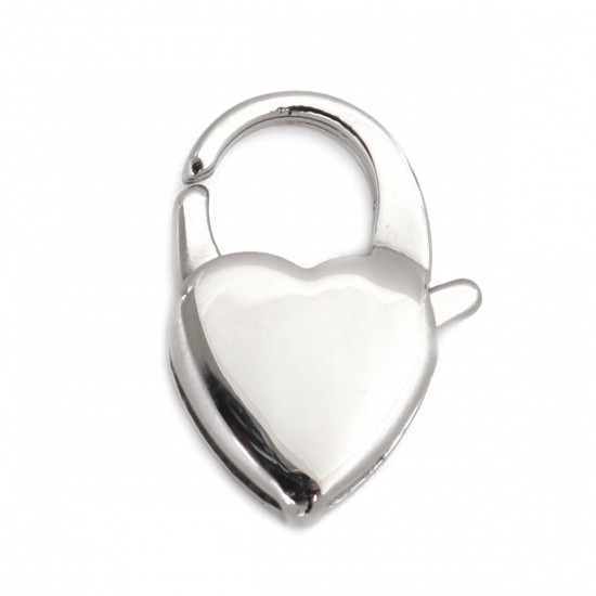 Bild von 304 Edelstahl Karabinerverschluss Herz Silberfarbe 20mm x 13mm, 1 Stück