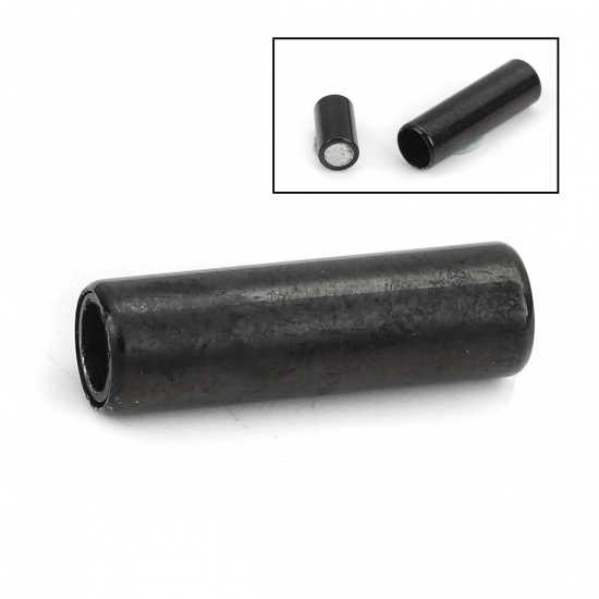 Immagine di 304 Acciaio Inossidabile & Maghete Chiusura Magnetica Cilindrico Nero 16mm x 5mm, 1 Pz