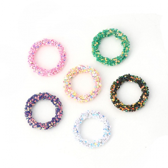 Picture of PVC Paillette Sequin Charms Circle Ring At Random AB Color 23mm Dia, 5 PCs