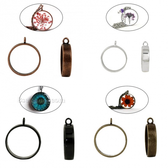 Picture of Zinc Based Alloy Open Back Bezel Pendants For Resin Round