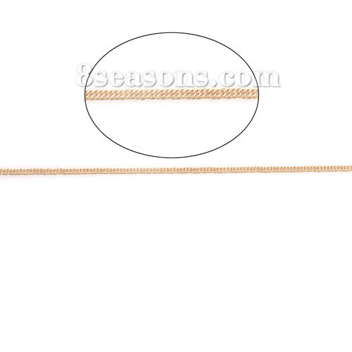 Picture of Brass Soldered Link Curb Chain Findings KC Gold Plated 2x1.5mm( 1/8" x1.5mm), 10 M                                                                                                                                                                            