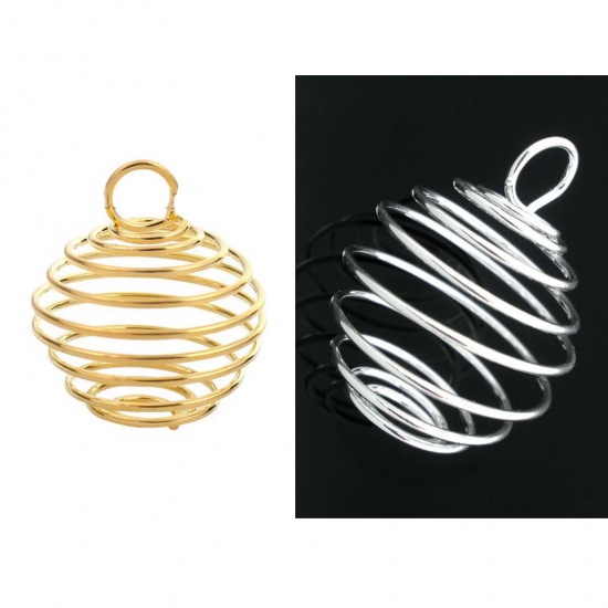 Image de 20 Cages Spirales Pendentifs Argenté 29mm x 25mm - 27mm x 24mm