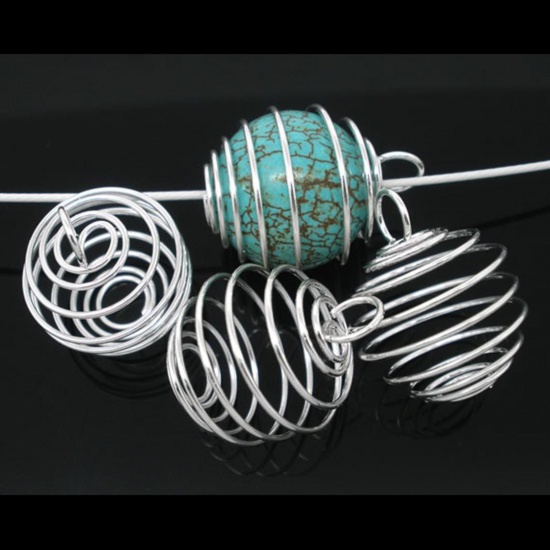 Picture of Alloy Spiral Bead Cages Pendants Lantern