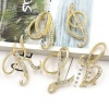 Picture of Pin Brooches Capital Alphabet/ Letter Gold Plated Clear Rhinestone 1 Piece