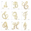 Picture of Pin Brooches Capital Alphabet/ Letter Gold Plated Clear Rhinestone 1 Piece