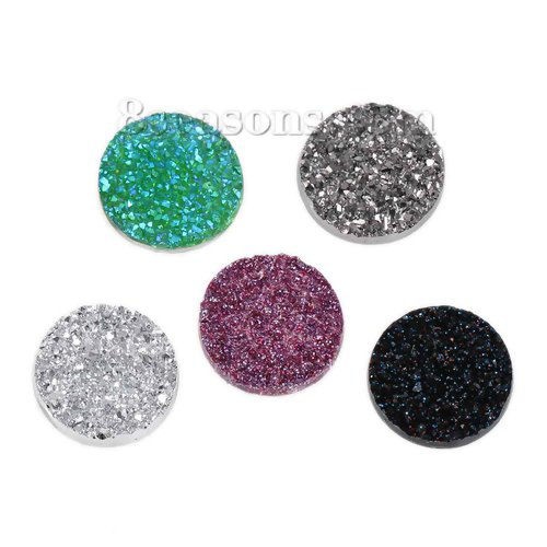 Picture of Druzy /Drusy Fixed Resin Dome Seals Cabochon Round Mixed  