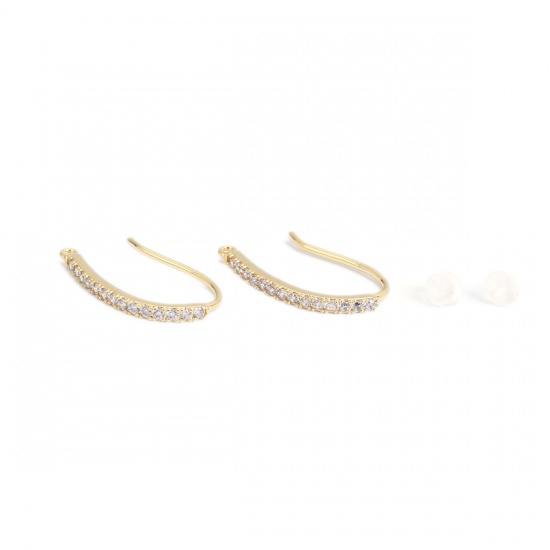 Picture of Brass Earrings 18K Gold Filled Drop W/ Loop 21mm x 12mm, Post/ Wire Size: (18 gauge), 4 PCs                                                                                                                                                                   