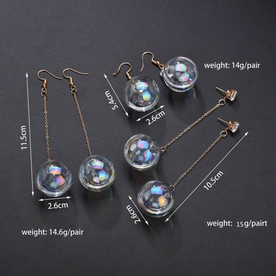 Image de Boucles d'Oreilles Élégant Doré Fiole en Verre Transparent 1 Paire