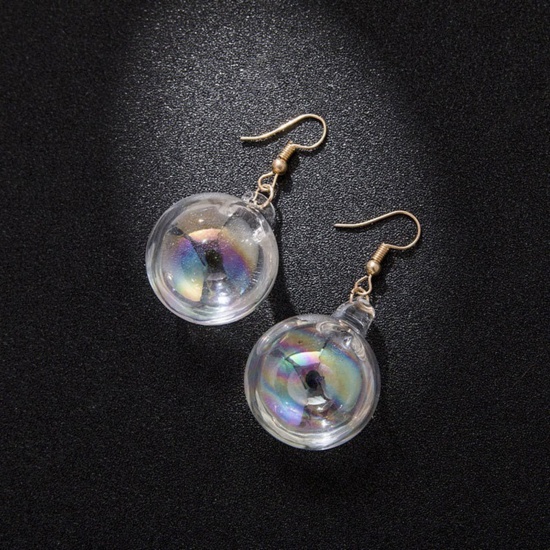 Image de Boucles d'Oreilles Élégant Doré Fiole en Verre Transparent 1 Paire