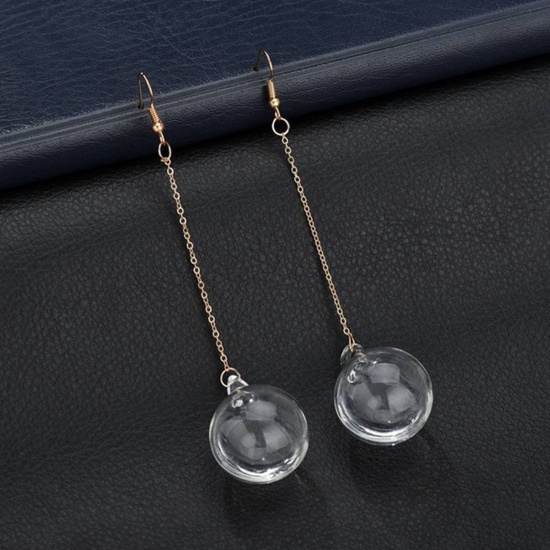 Image de Boucles d'Oreilles Élégant Doré Fiole en Verre Transparent 1 Paire