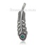 Immagine di Ottone Ciondoli Piuma Argento Antico Verde Turchese Imitato 56mm x 15mm , 1 Pz