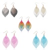 Picture of Stainless Steel Earrings Multicolor Leaf Color Plated 7cm(2 6/8") long, 1 Pair