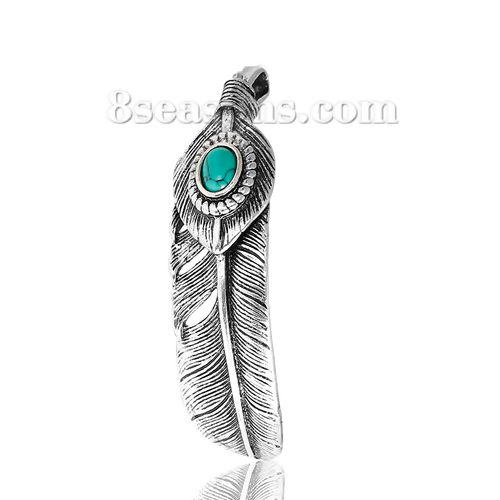 Picture of Brass Pendants Feather Imitation Turquoise                                                                                                                                                                                                                    